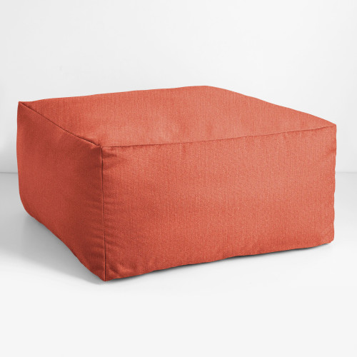 Solid Square Outdoor Bean Pouf Ottoman - 30" - Orange