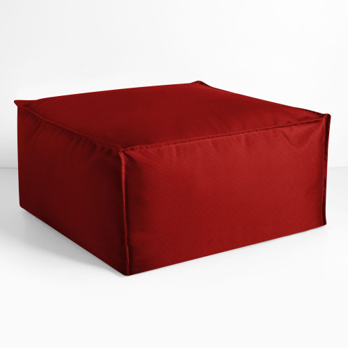 Solid Square Outdoor Bean Pouf Ottoman - 30" - Red