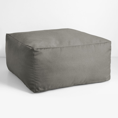 Solid Square Outdoor Patio Bean Pouf Ottoman - 30" - Gray