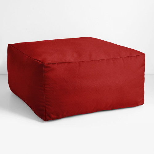 Solid Square Outdoor Patio Bean Pouf Ottoman - 30" - Red