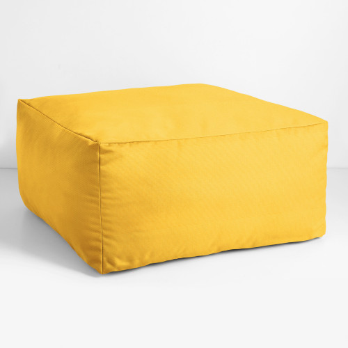 Solid Square Outdoor Patio Bean Pouf Ottoman - 30" - Yellow