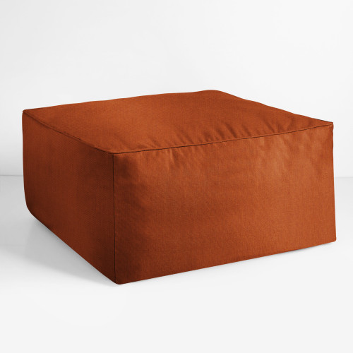 Square Outdoor Patio Bean Pouf Ottoman - 30" - Rust Brown