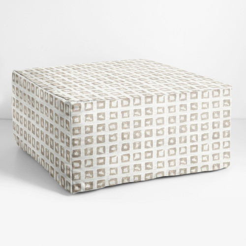 Geometric Square Outdoor Patio Bean Pouf Ottoman - 30" - Beige