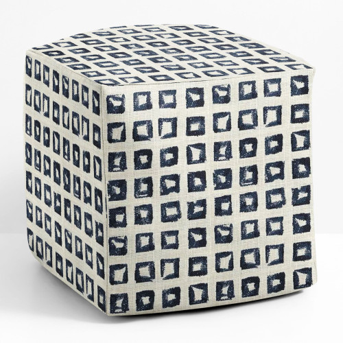 Geometric Cuboid Outdoor Patio Bean Pouf Ottoman - 17" - Blue