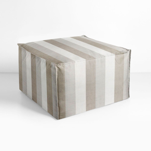 Striped Square Outdoor Bean Pouf Ottoman - 23" - Brown and White