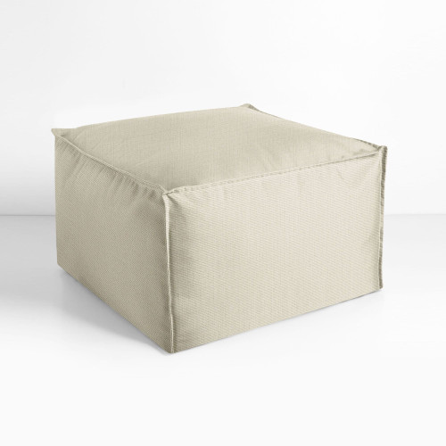 Square Outdoor Patio Bean Pouf Ottoman - 23" - Beige