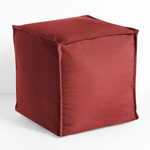 Solid Cuboid Outdoor Patio Bean Pouf Ottoman - 17" - Red
