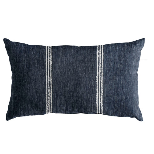 Striped Rectangular Outdoor Lumbar Throw Pillow - 18" - Blue and White