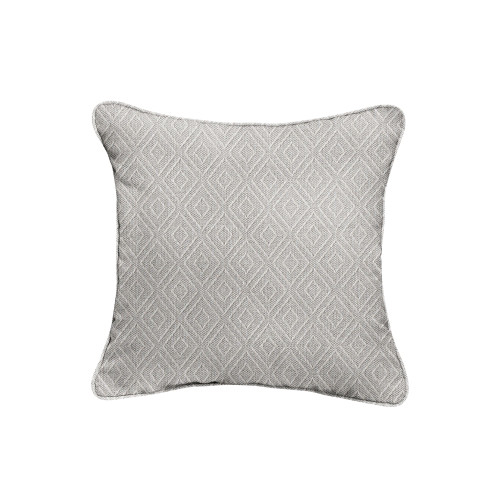 Diamond Outdoor Patio Square Corded Throw Pillow - 22" - Gray and Cream