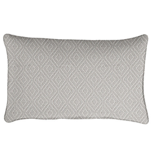 Corded Diamond Outdoor Lumbar Throw Pillow - 24" - Gray