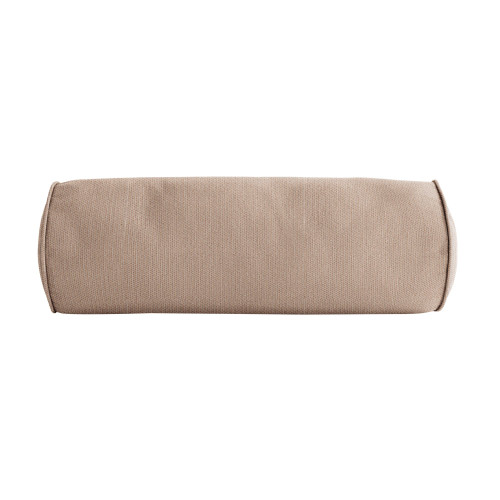 Solid Outdoor Patio Corded Cylindrical Bolster Pillow - 24" - Beige