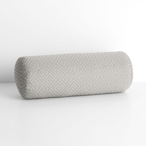 Diamond Pattern Cylindrical Patio Outdoor Bolster Throw Pillow - 24" - Cream