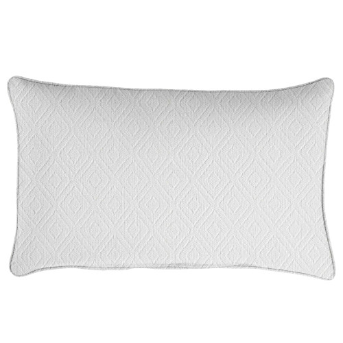 Corded Diamond Outdoor Lumbar Throw Pillow - 24" - White