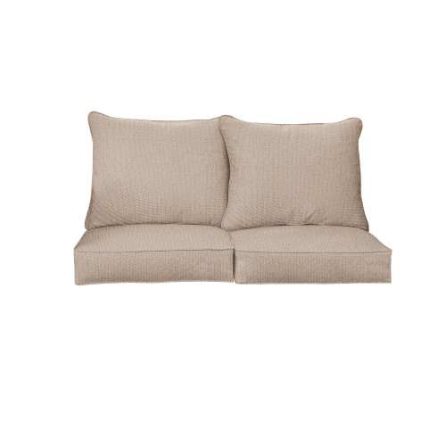4-Piece Solid Outdoor Patio Loveseat Pillow and Cushion Set - 29" - Beige