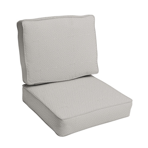 2-Piece Diamond Pattern Square Corded Outdoor Patio Deep Seating Cushion Set - 22.5" - Cream