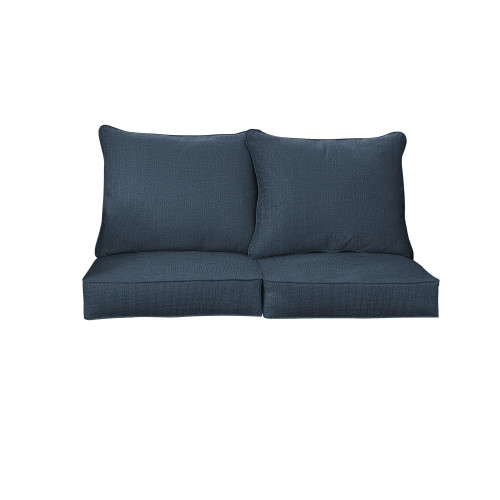 4-Piece Solid Outdoor Loveseat Pillow and Cushion Set - 23.5" - Blue