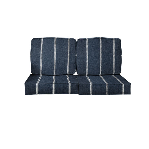 4-Piece Striped Square Outdoor Patio Loveseat Cushion Set - 22.5" - Blue and White
