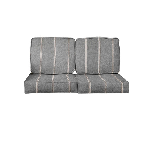 4-Piece Striped Square Outdoor Patio Loveseat Cushion Set - 22.5" - Gray and Beige