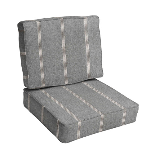 2-Piece Striped Deep Seating Outdoor Cushion Set - 23.5" - Gray and Beige