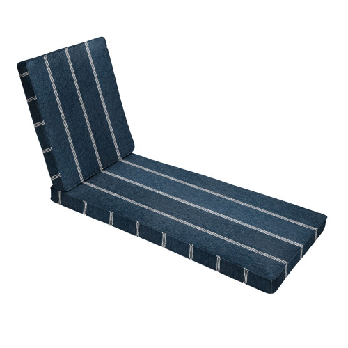 Striped Outdoor Patio Chaise Lounge Cushion - 78" - Blue and White