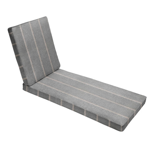 Striped Outdoor Patio Chaise Lounge Cushion - 73" - Gray and Beige
