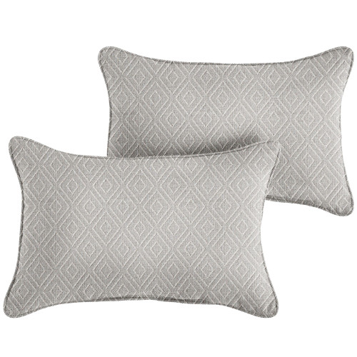 Diamond Pattern Rectangular Outdoor Patio Lumbar Throw Pillow - 18" - Cream - Set of 2