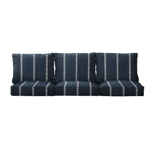 6-Piece Striped Deep Seating Outdoor Patio Sofa Cushion Set - 22.5" - Blue and White