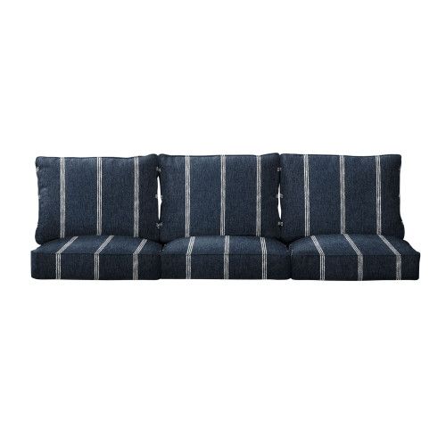 6-Piece Striped Deep Seating Outdoor Patio Sofa Cushion Set - 25" - Blue and White