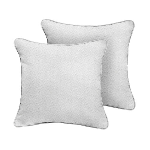 Diamond Corded Square Throw Pillow - 20" - White - Set of 2