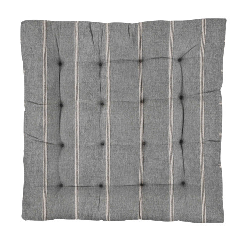 Striped Outdoor Patio Square Tufted Floor Pillow - 40" - Gray and Tan