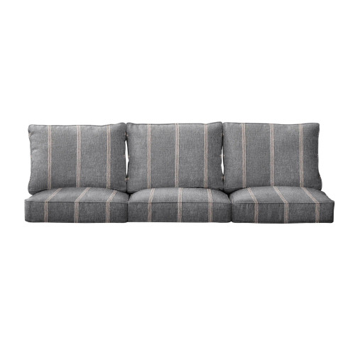 6-Piece Striped Outdoor Patio Deep Seating Sofa Cushion Set - 25" - Gray and Beige