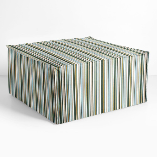 Striped Square Outdoor Patio Bean Pouf Ottoman - 30" - Multicolor