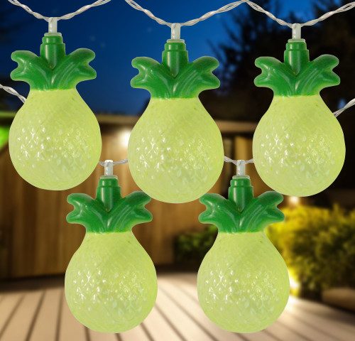 10-Count Green Pineapple LED String Lights - 4.5ft Clear Wire