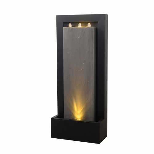 LED Lighted Steel Outdoor Garden Fountain - 47.25" - Black and Gray