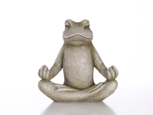 Frog In Lotus Position Outdoor Garden Statue - 12.25" - Gray