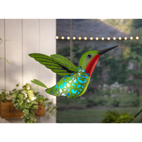 Solar Powered Hummingbird Hanging Outdoor Decoration - 16"