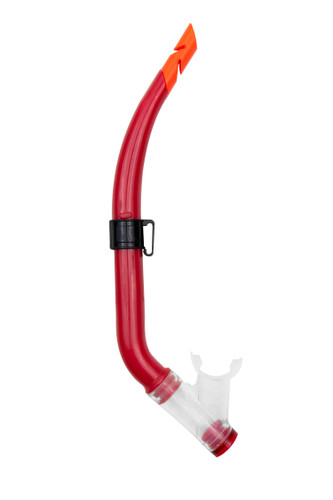 Junior Porpoise Composite Dry Top Silicone Snorkel with Purge Valve - 14" - Red