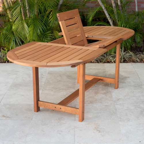 Set of 7 Brown and Gray Oval Amazonia Eucalyptus Wood Indoor and Outdoor Extendable Patio Dining Set, 5.75'