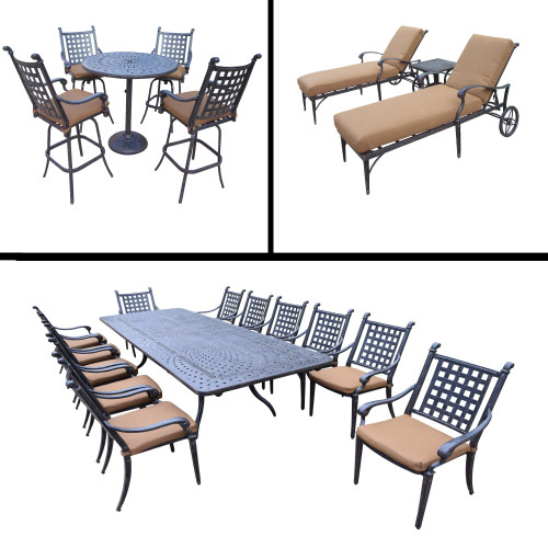 13pc Black Bar Set, Swivel Bar Stool Set, Lounge Set and Dining Set with Extension