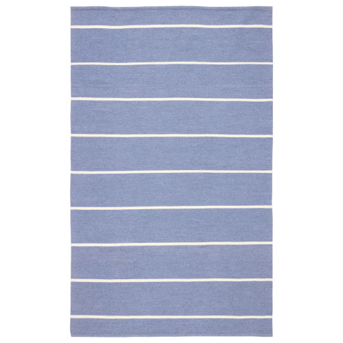 5' x 8' Blue and Ivory Striped Rectangular Outdoor Area Throw Rug