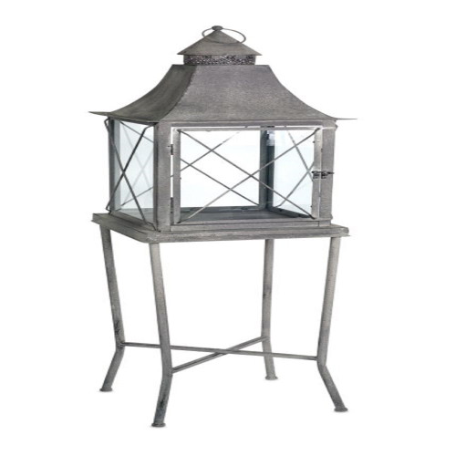 54.5" Vintage Styled Decorative Lanterns with Stand and Glass Panels