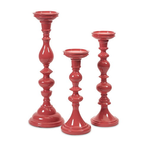 Pack of 3 Coral Classic Pillar Candle Holders 19.75"