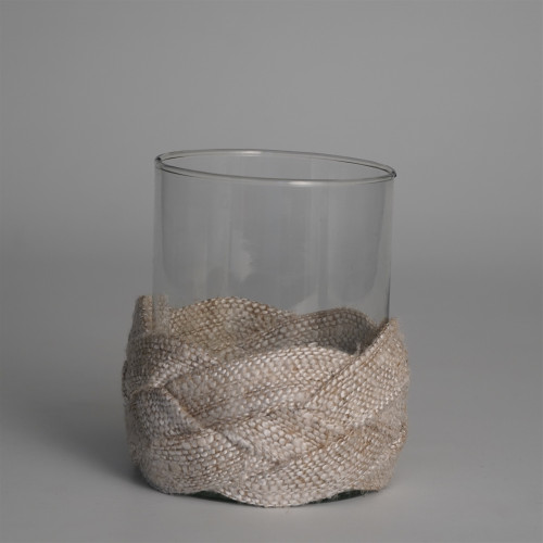 Textured Glass Votive Candle Holder - 5" - Cream
