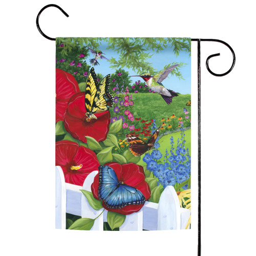 Butterfly and Flower Outdoor Garden Flag 18" x 12.5"