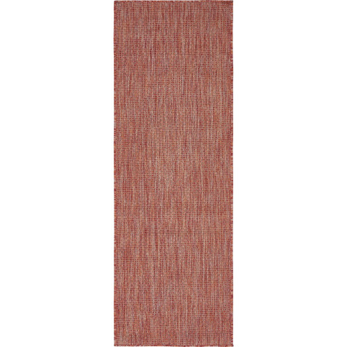 2' x 6' Rust Red and Beige Solid Rectangular Outdoor Rug Runner