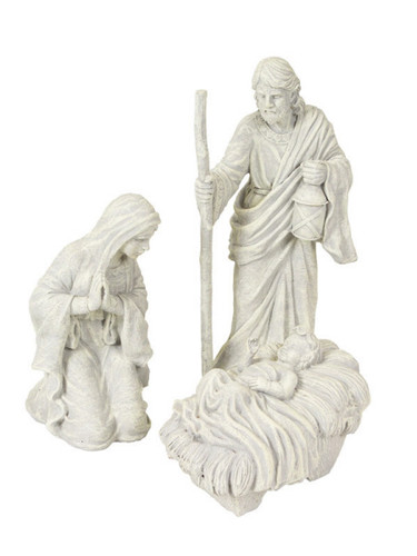 Set of 3 Winter Solace Holy Family: Mary, Joseph, & baby Jesus Nativity Statuary