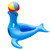 63.5" Blue Sea Lion Ride-On Swimming Pool Inflatable with Ball for Kids and Adults