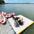 Inflatable Private Solstice Drop Stitch Lake Dock Raft - 10' - White and Yellow