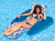 Sapphire Blue and White Adjustable Flourish Floating Swimming Pool Chaise Lounge, 73-Inch