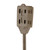 15' Brown Indoor Power Extension Cord with 3-Outlets and Safety Lock